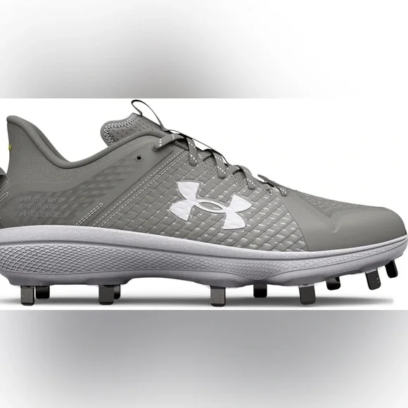 NEW Under Armour Men Yard Low MT Charged Baseball Cleats Gray W Metal Spikes 14 - Picture 2 of 11